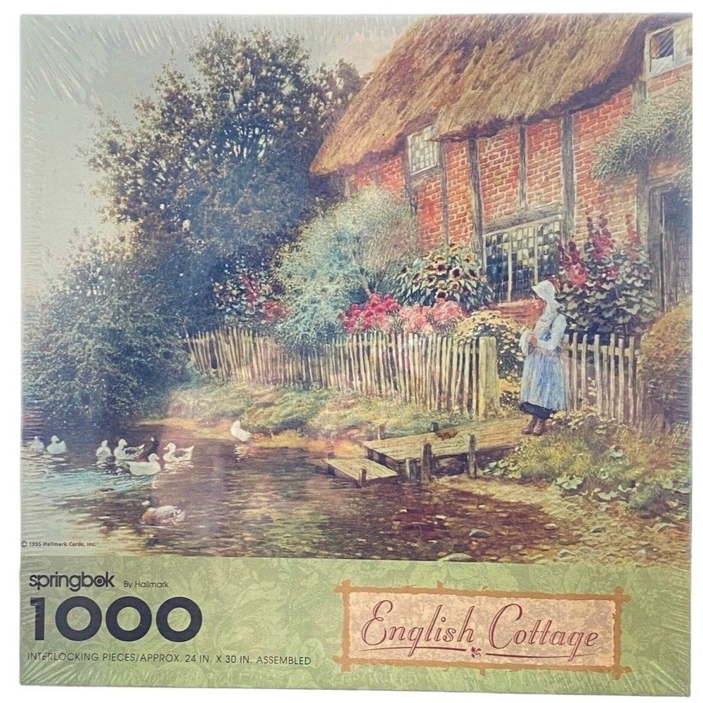 Springbok By Hallmark English Cottage 1000 Pc Puzzle Vtg Ducks Girl Country Side